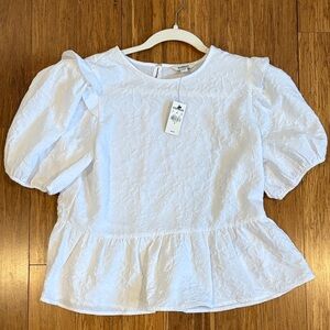 Express White Blouse with Puff Sleeves